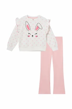 Ellos Collection Sweatshirt + leggings Maja Set Hvidmønstret + pink legging New