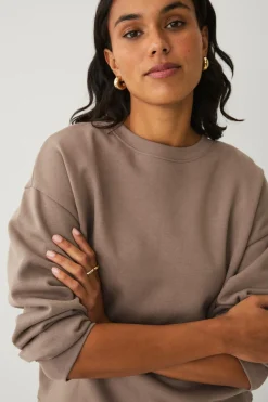 Ellos Sweatshirts & Hoodies>Collection Sweatshirt med børstet inderside beige