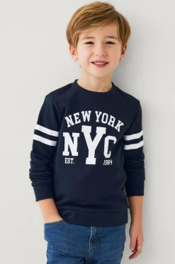 Ellos Collection Sweatshirt med tryk Marineblå Discount