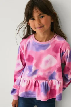 Ellos Collection Sweatshirt i velour rosa/lilla batikmønstret New