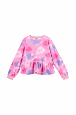Ellos Collection Sweatshirt i velour rosa/lilla batikmønstret New