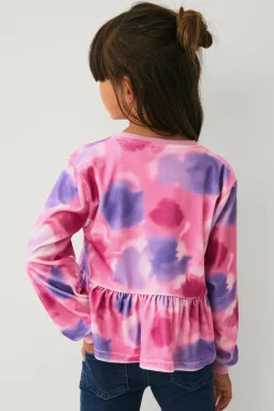 Ellos Collection Sweatshirt i velour rosa/lilla batikmønstret New