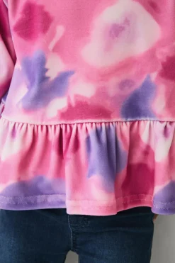 Ellos Collection Sweatshirt i velour rosa/lilla batikmønstret New