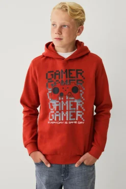 Ellos Sweatshirts & Hoodies>Collection Sweatshirt med hætte og print rustød