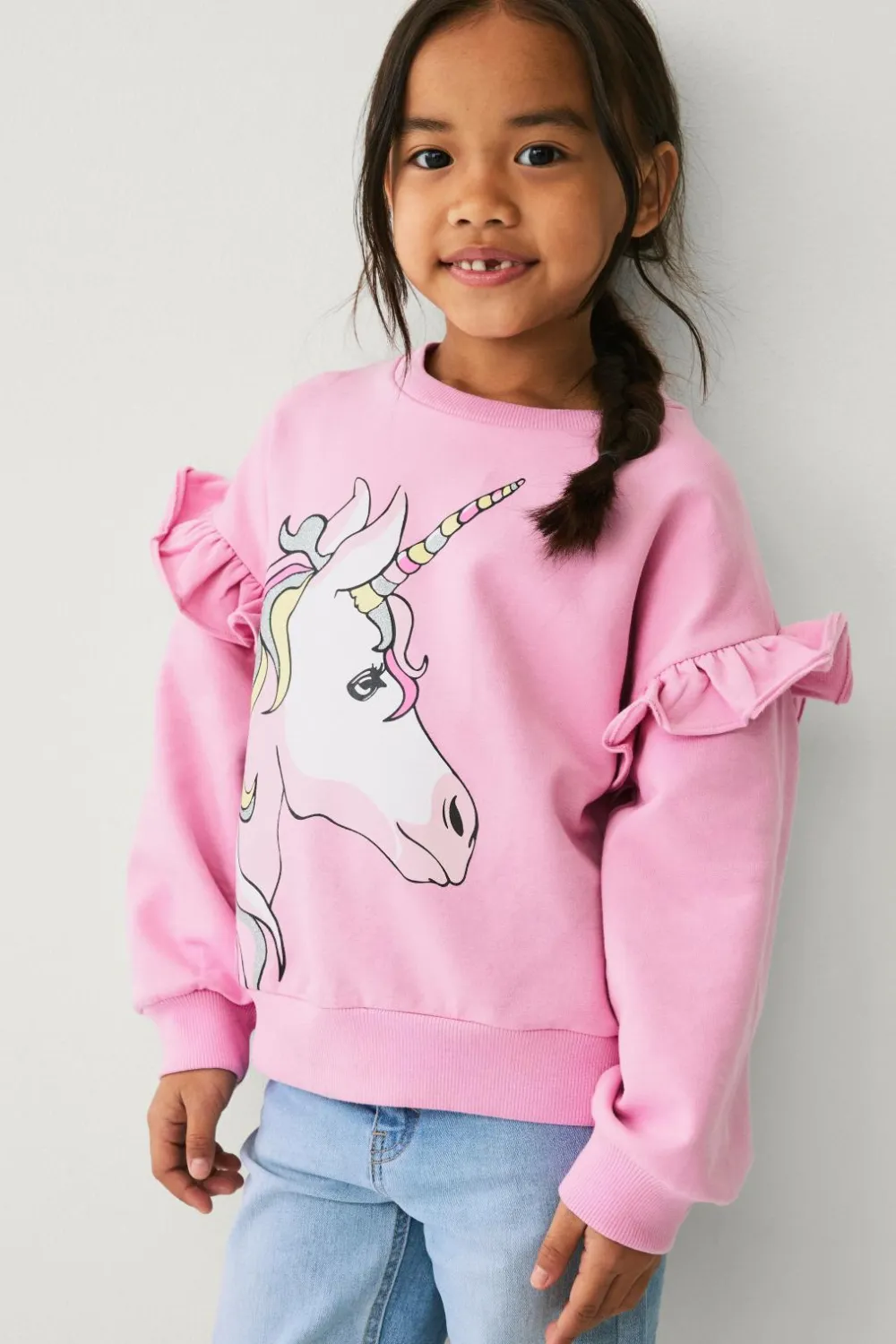 Ellos Sweatshirts & Hoodies>Collection Sweatshirt med flæser roze