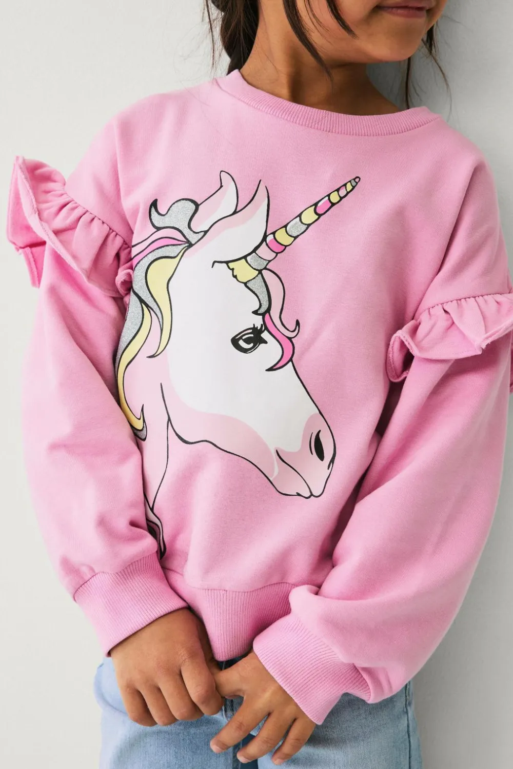 Ellos Sweatshirts & Hoodies>Collection Sweatshirt med flæser roze