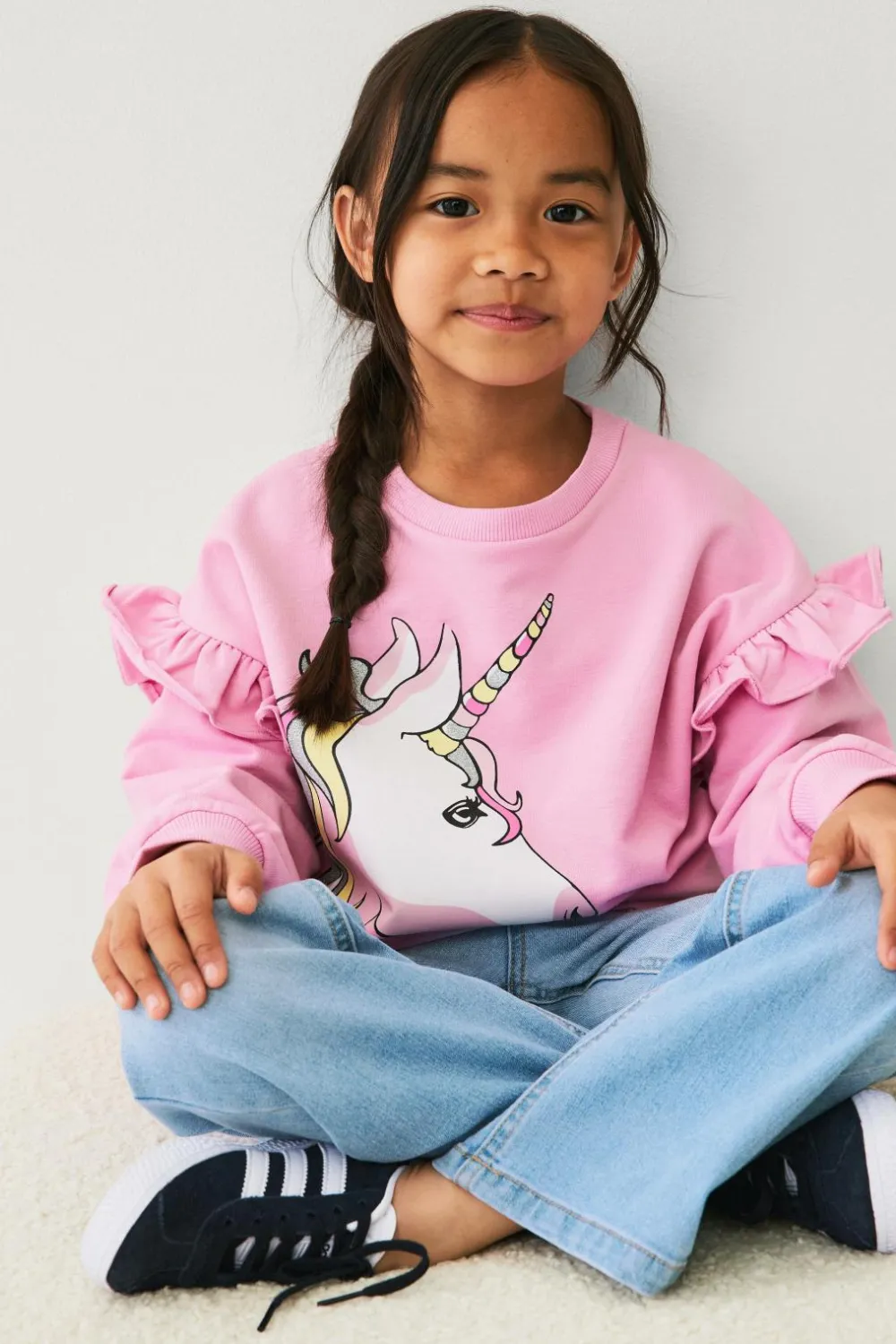 Ellos Sweatshirts & Hoodies>Collection Sweatshirt med flæser roze