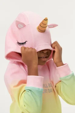 Ellos Kjoler>Collection Sweatkjole Unicorn Gul/rosa