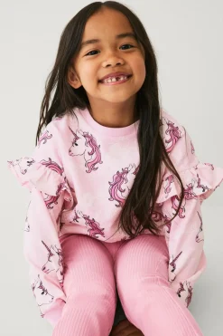 Ellos Sweatshirts & Hoodies>Collection Sweatshirt med flæser Rosa mønstret