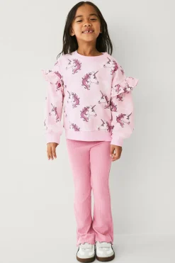 Ellos Sweatshirts & Hoodies>Collection Sweatshirt med flæser Rosa mønstret