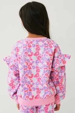 Ellos Sweatshirts & Hoodies>Collection Sweatshirt med flæser rosa leopard tie-dye