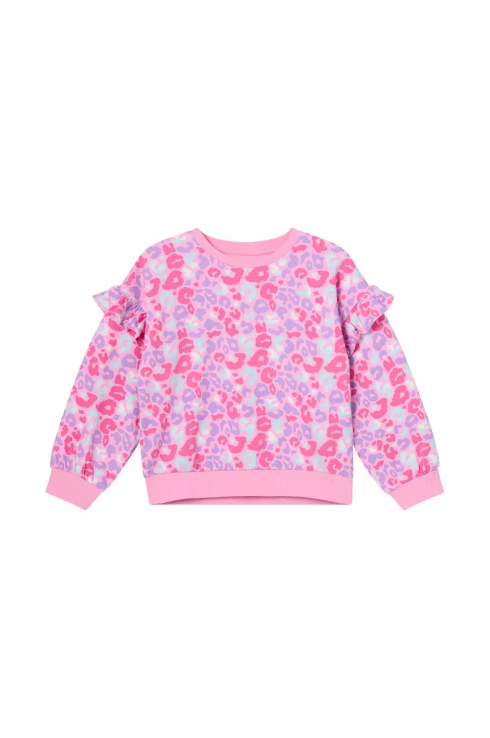 Ellos Sweatshirts & Hoodies>Collection Sweatshirt med flæser rosa leopard tie-dye