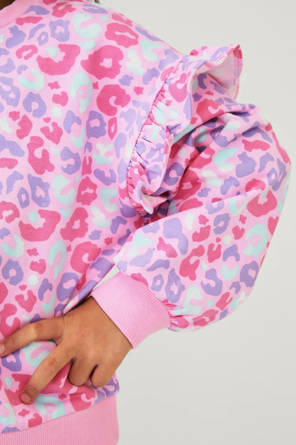 Ellos Sweatshirts & Hoodies>Collection Sweatshirt med flæser rosa leopard tie-dye