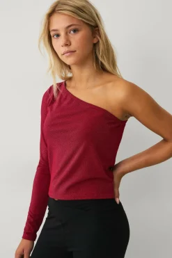 Ellos Toppe & T-Shirts>Collection Top med et ærme og lurex rød