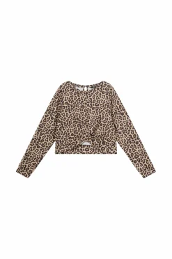 Ellos Collection Top med knudedetalje leopardmønstret New