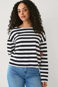 Ellos Collection Top med afslappet pasform Sort/hvid Clearance