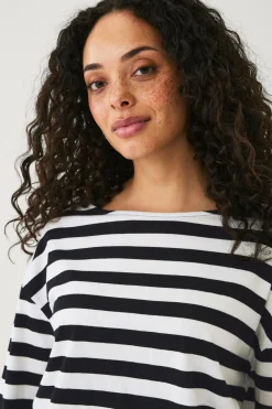 Ellos Collection Top med afslappet pasform Sort/hvid Clearance