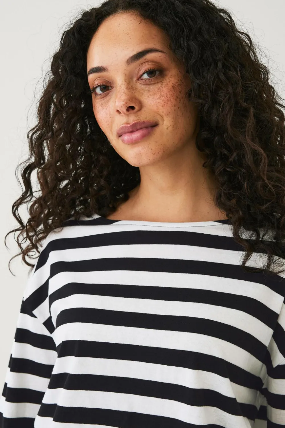 Ellos Collection Top med afslappet pasform Sort/hvid Clearance