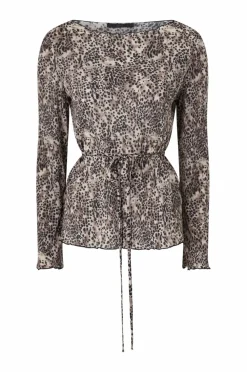 Ellos Collection Top med bindedetalje sortbeige Clearance