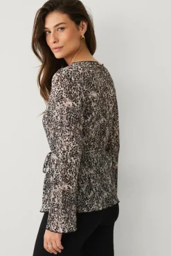 Ellos Collection Top med bindedetalje sortbeige Clearance