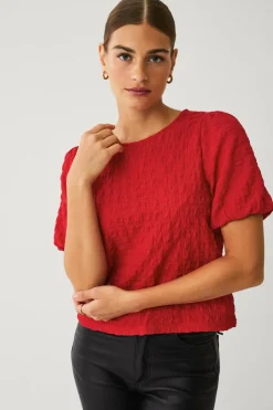 Ellos Toppe & Tank-Toppe>Collection Top med ballonærmer Rød