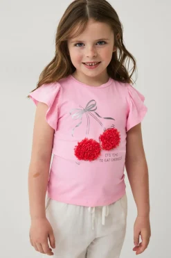 Ellos Collection Top med sommerfugleærmer Lyserød Discount