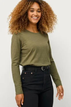 Ellos Collection Top i blød bomuldsblonde Green Outlet