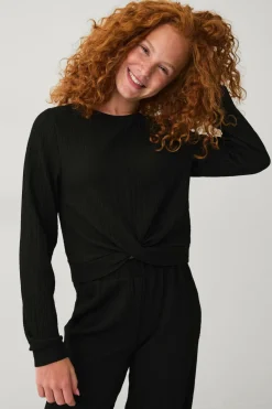 Ellos Toppe & T-Shirts>Collection Top med knudedetalje sort