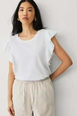 Ellos Toppe & Tank-Toppe>Collection Top med flagrende ærme Hvid