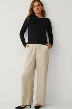 Ellos Collection Top med dekorative blomster sort Discount