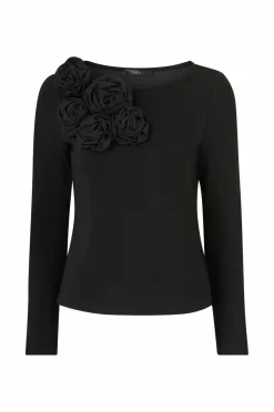 Ellos Collection Top med dekorative blomster sort Discount