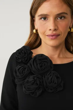 Ellos Collection Top med dekorative blomster sort Discount