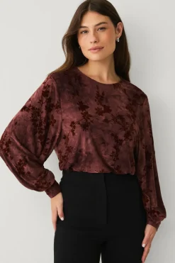 Ellos Collection Top med ballonærmer Bordeaux Sale