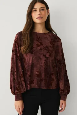 Ellos Collection Top med ballonærmer Bordeaux Sale