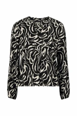 Ellos Collection Top med struktur Sort creme mønstret Online