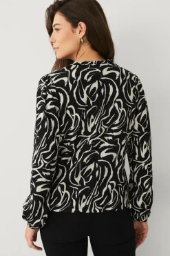 Ellos Collection Top med struktur Sort creme mønstret Online