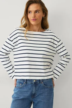 Ellos Basistøj>Collection Top med afslappet pasform Blåhvidstribet