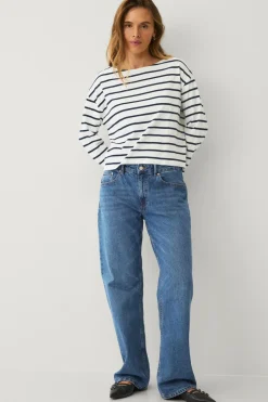 Ellos Basistøj>Collection Top med afslappet pasform Blåhvidstribet