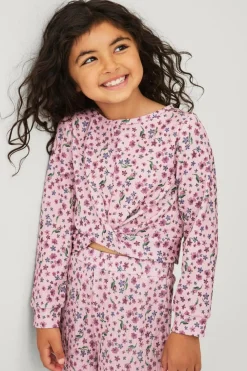 Ellos Collection Top med knudedetalje rosa blomsteragtig Outlet