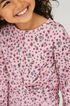 Ellos Collection Top med knudedetalje rosa blomsteragtig Outlet