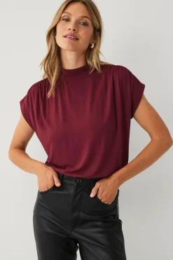 Ellos Collection Top med rynkede detaljer Bourgogne Discount