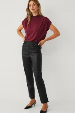 Ellos Collection Top med rynkede detaljer Bourgogne Discount