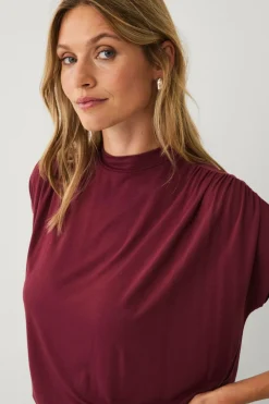 Ellos Collection Top med rynkede detaljer Bourgogne Discount