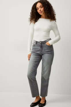 Ellos Collection Top med Bådhals Hvid Discount