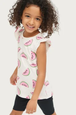 Ellos Sæt Til Børn>Collection Top + cykelbukser Tyra Aop Melon