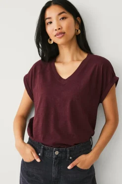 Ellos Collection Top med v-hals Bourgogne Hot