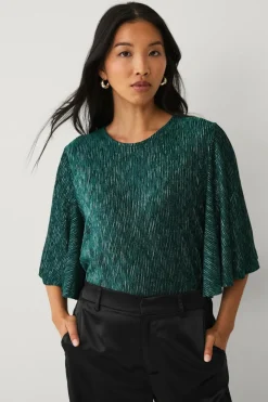 Ellos Toppe & Tank-Toppe>Collection Top med sommerfugleærme Grøn