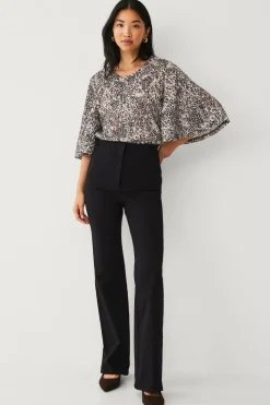 Ellos Toppe & Tank-Toppe>Collection Top med udslåede ærmer Sortbeige