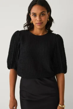 Ellos Toppe & Tank-Toppe>Collection Top med struktur Sort