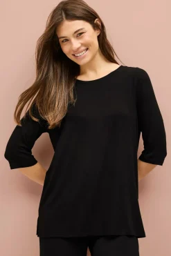 Ellos Collection Top med 3/4 lange ærmer Sort Online
